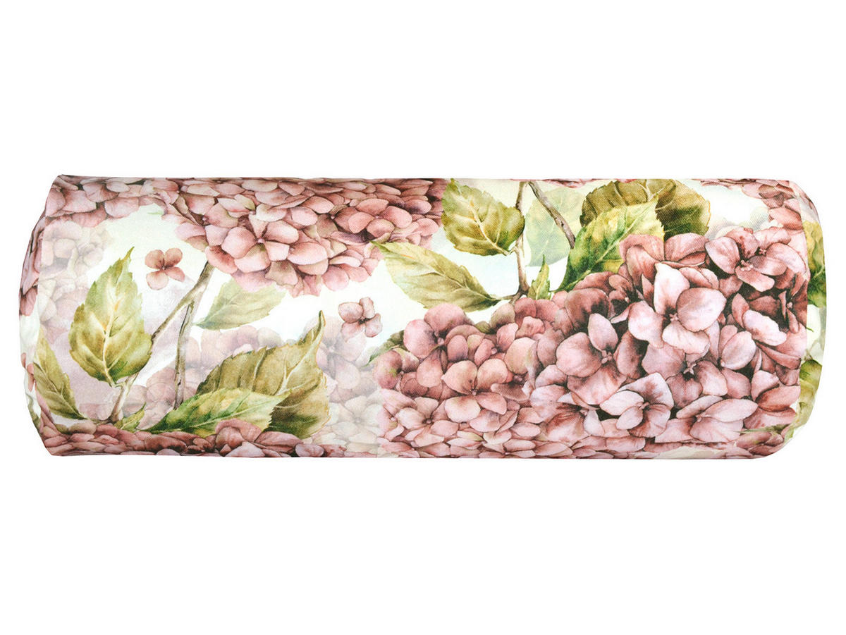 NACKENROLLENHÜLLE Landlust-Hortensie burgundy-rose 15/40 cm - Hellrosa/Dunkelrosa, Textil (15/40cm) - beties Heimtextil