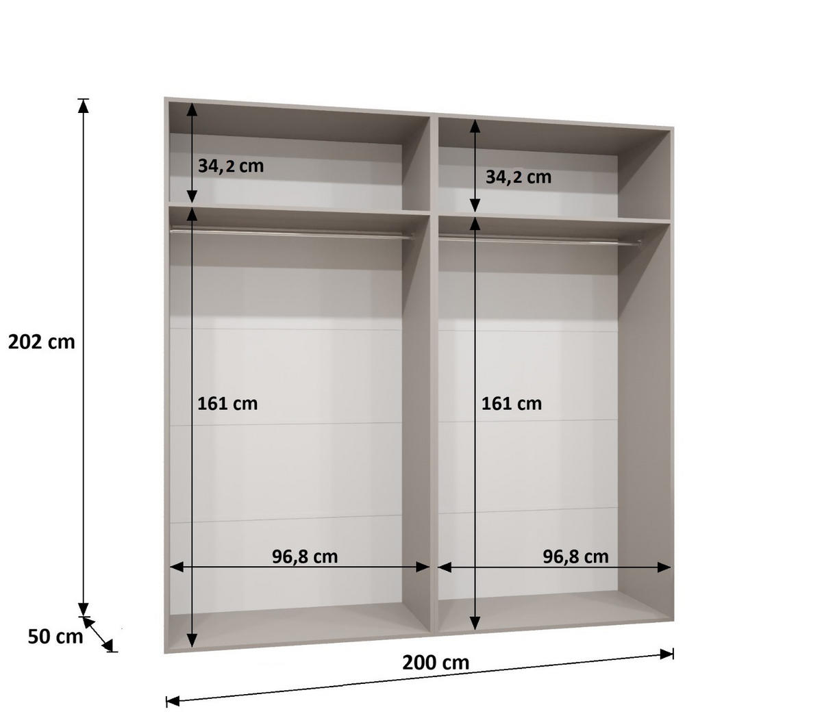 DREHTÜRENSCHRANK 202/200/52 4-türig - Schwarz/Eiche Artisan, Holz (200/202/52cm) - MÖBEL KRYSPOL