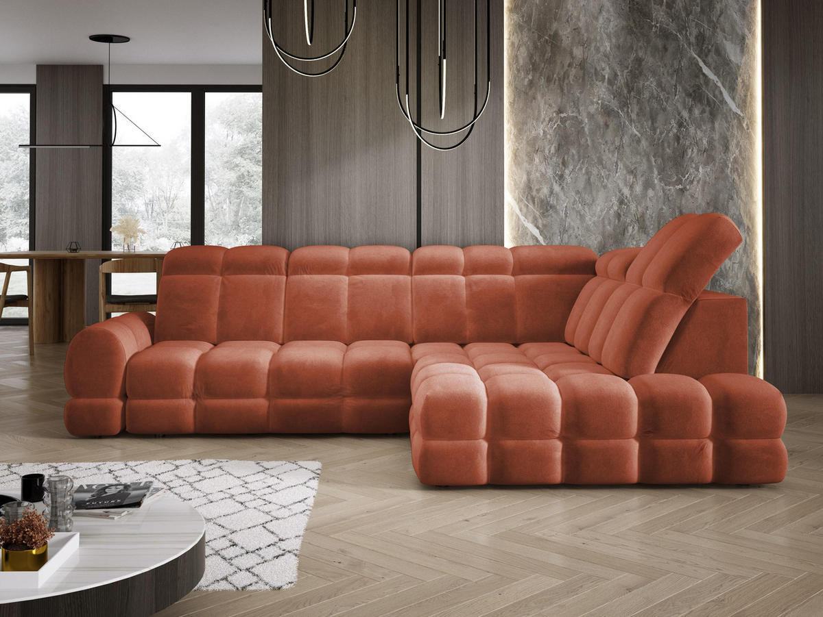 ECKSOFA TOLLO Salvador-stoff L-form 302x217x105 cm rustikal - Wildeiche, Holz/Textil (217/302cm) - DomoHome