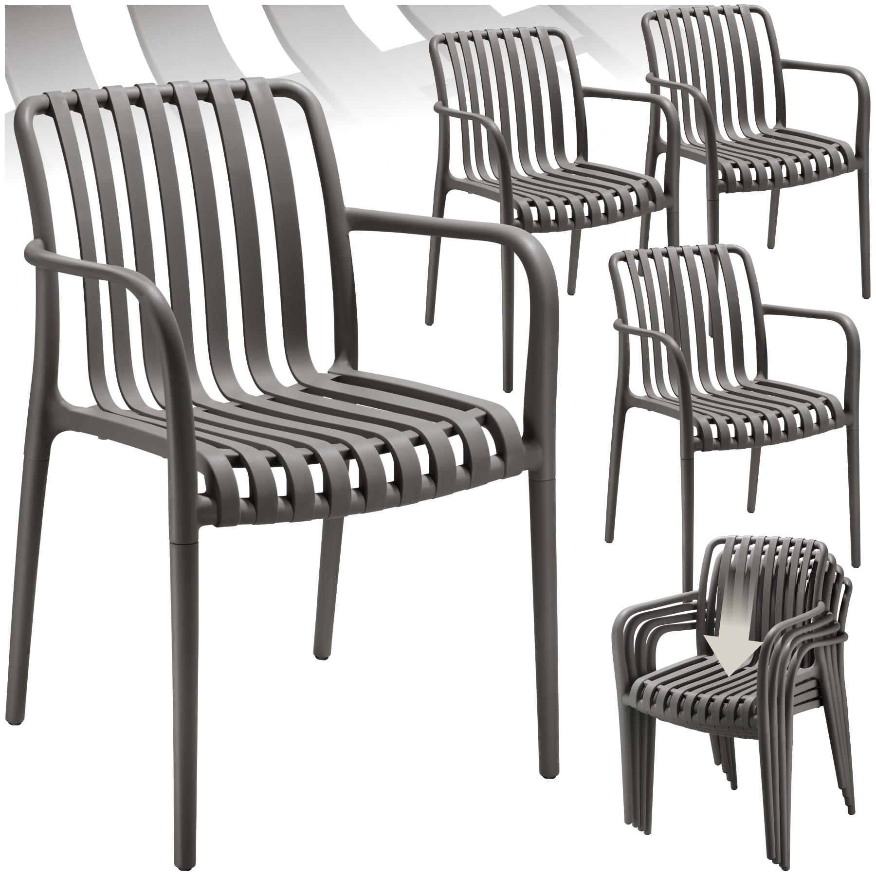 GARTENSTÜHLE Alcudia,54,5 x 58 x 80,5 cm, Belastbarkeit 120 kg,anthrazit - Anthrazit, Textil (54.5/80.5/58cm) - tectake