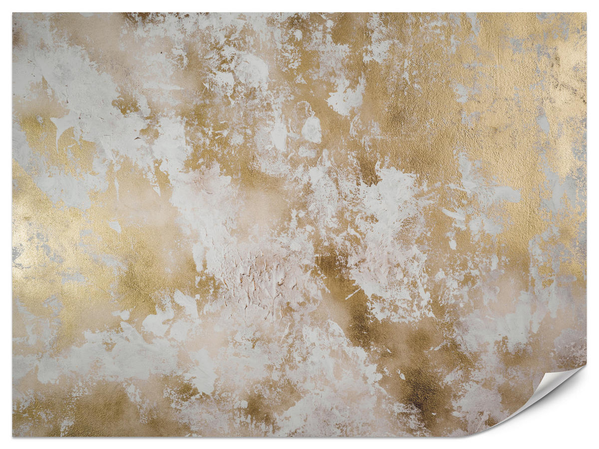 FOTOTAPETE für Wohnzimmer Modern Beton Gold Ornamente 500x350 - Beige/Braun, Papier (500/350cm) - Muralo