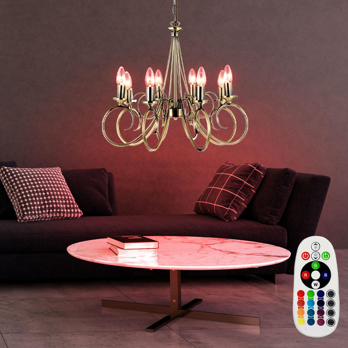 LED KRONLEUCHTER TRUNCATUS Messing - Messingfarben, Metall (55/55/135cm)