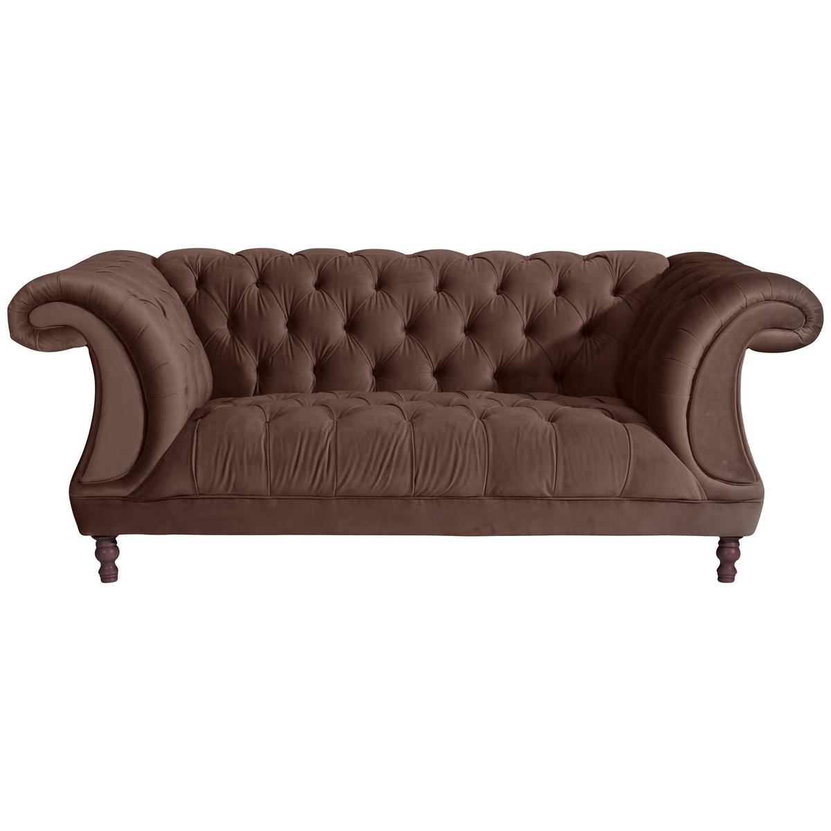 CHESTERFIELD Sofa 2-Sitzer Kaylin Samtvelours braun - Braun, Kunststoff (200/80/100cm) - 58aufmkessel