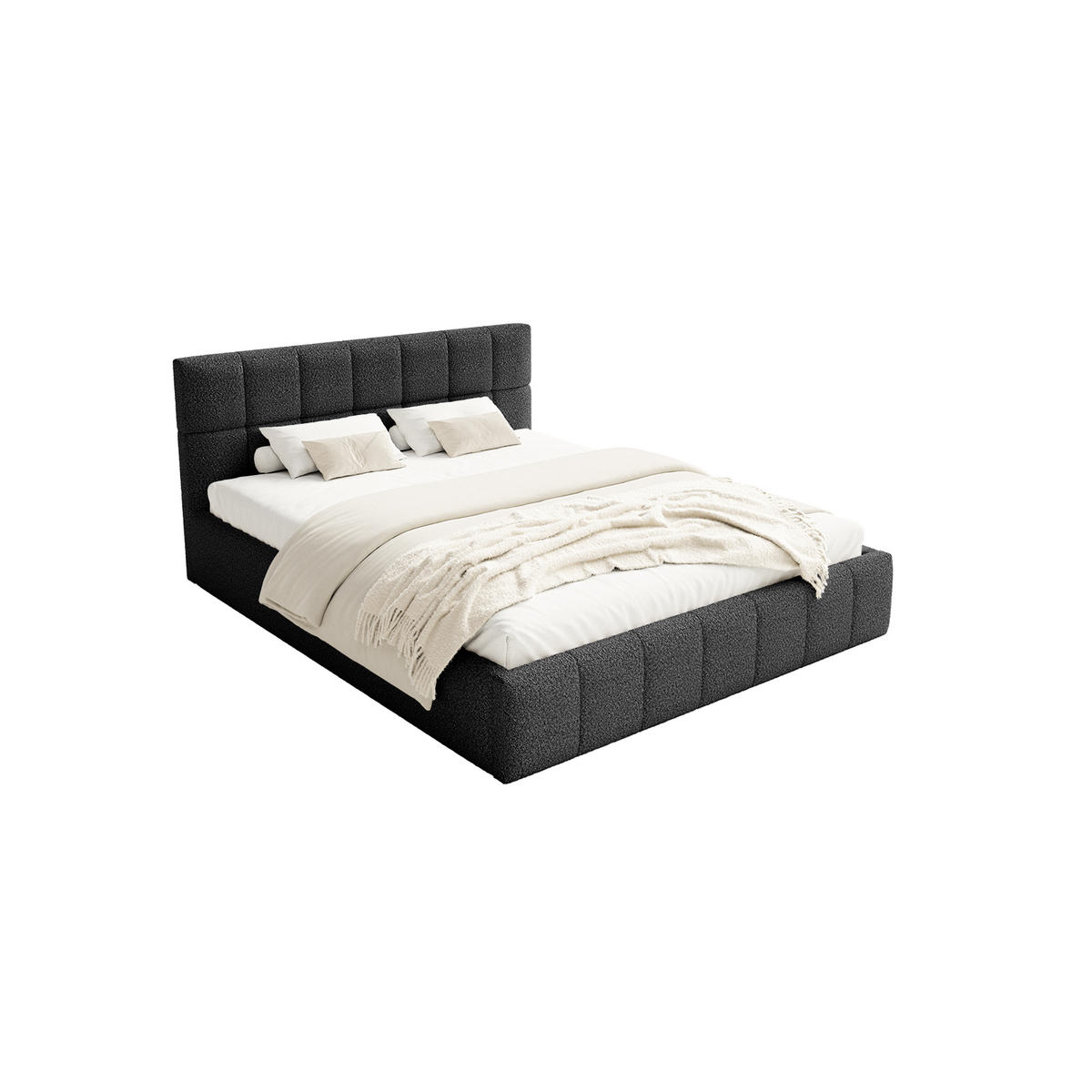 POLSTERBETT Moura 140x200 cm, Schwarz - Schwarz, Textil (140/200cm) - Fedve