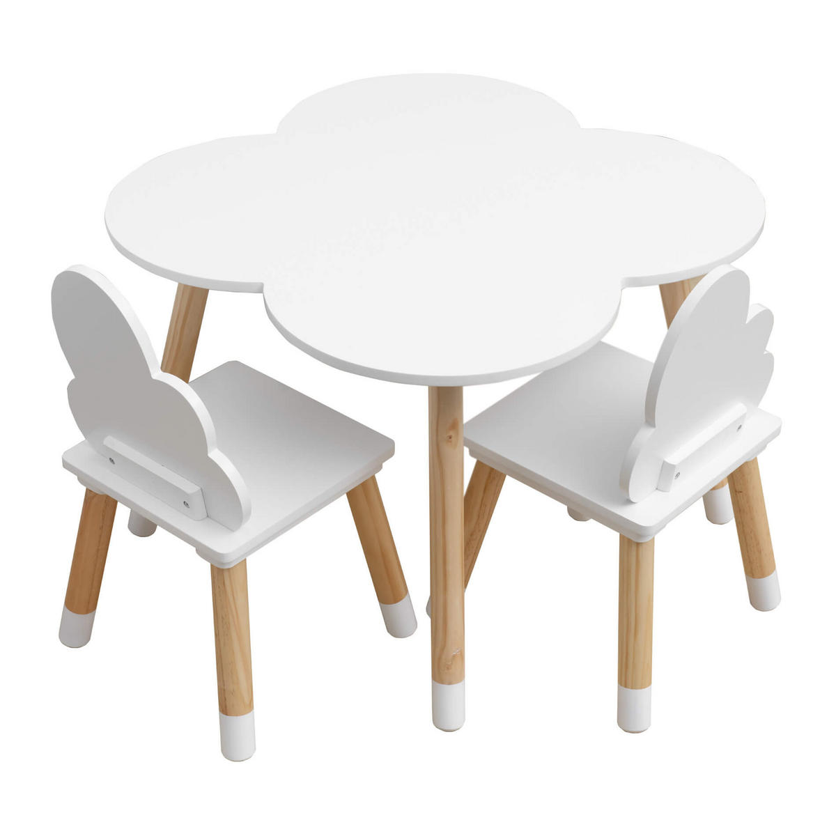 KINDERTISCH MIT 2 STÜHLEN Weiß 60/60/44 cm - Weiß, Holzwerkstoff (60/44/60cm) - Mobili Rebecca