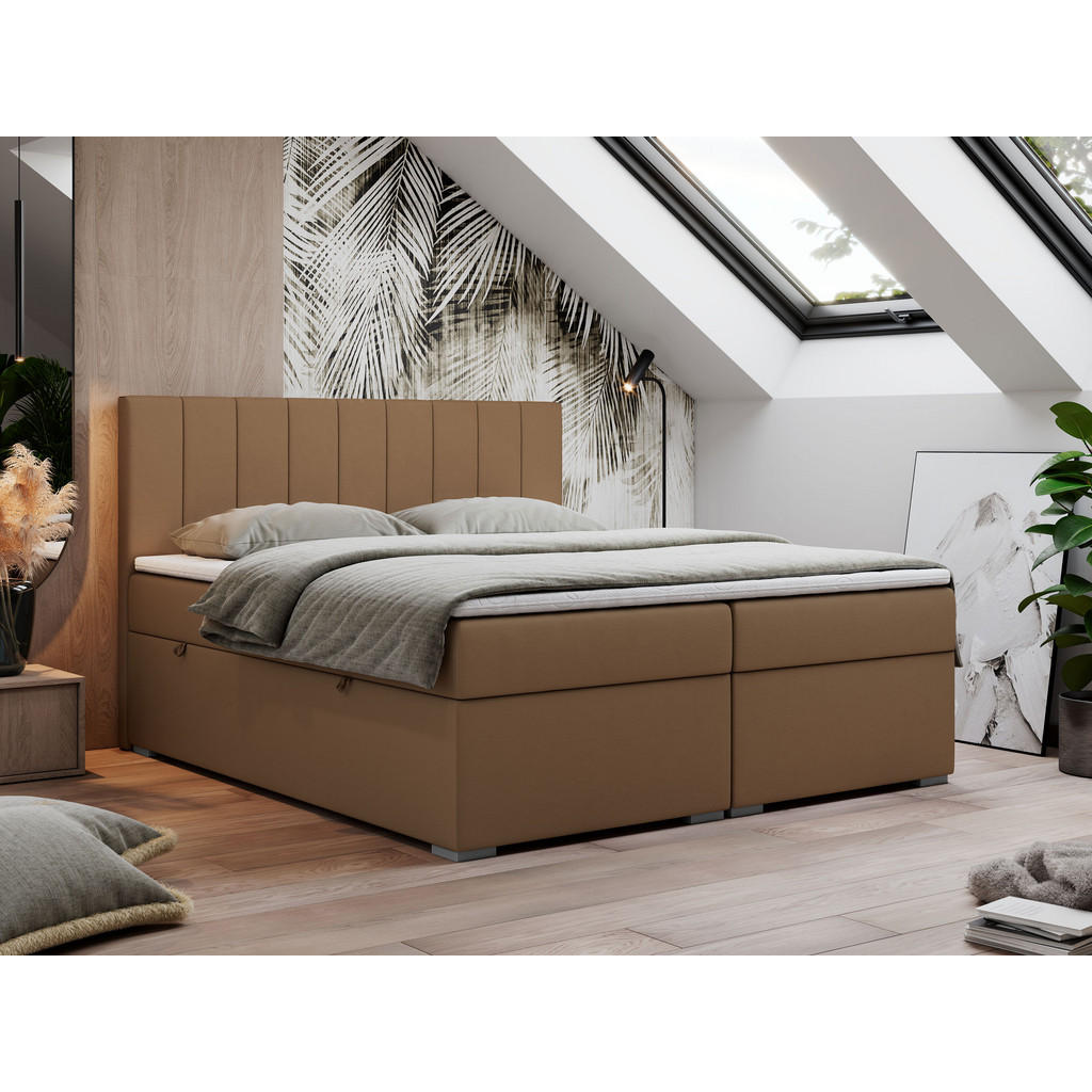 Thumbnail - Boxbett, Braun, Textil, 2-Sitzer, H3, 7-Zonen, Rechteckig, 200x200 cm, Oeko-Tex®, Schlafzimmer, Betten, Boxspringbetten