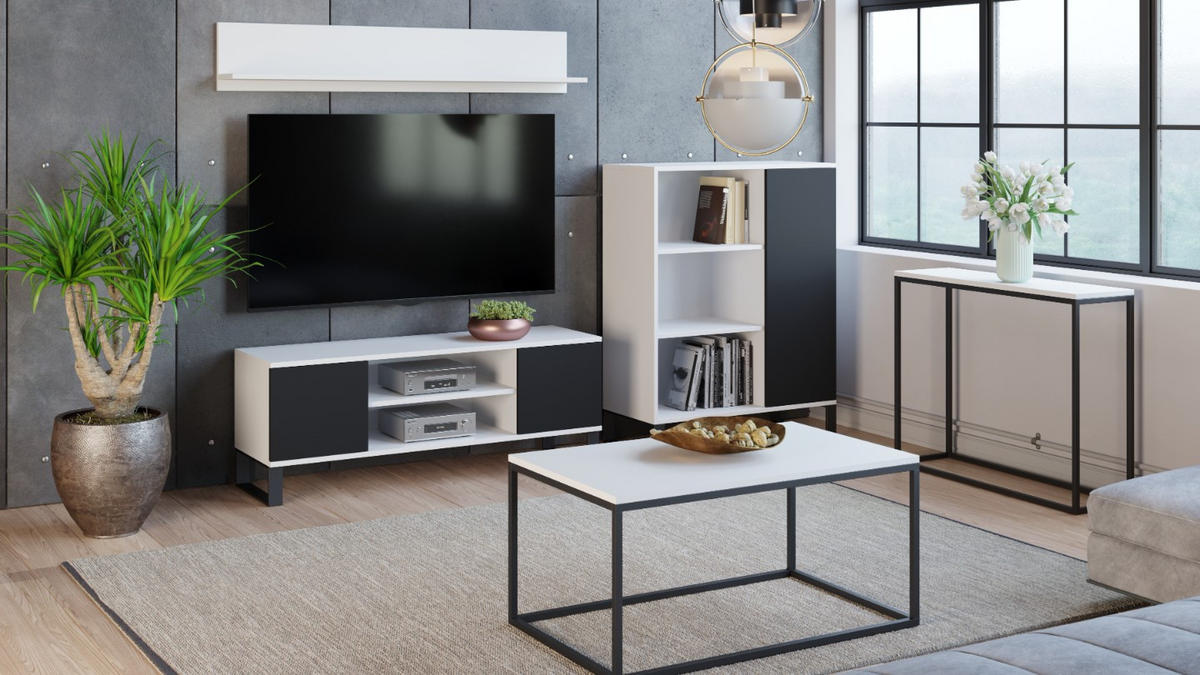 BÜCHERREGAL Fondi - Schwarz/Weiß, Holzwerkstoff (40/116/90cm) - RAUMHIRSCH FURNITURE