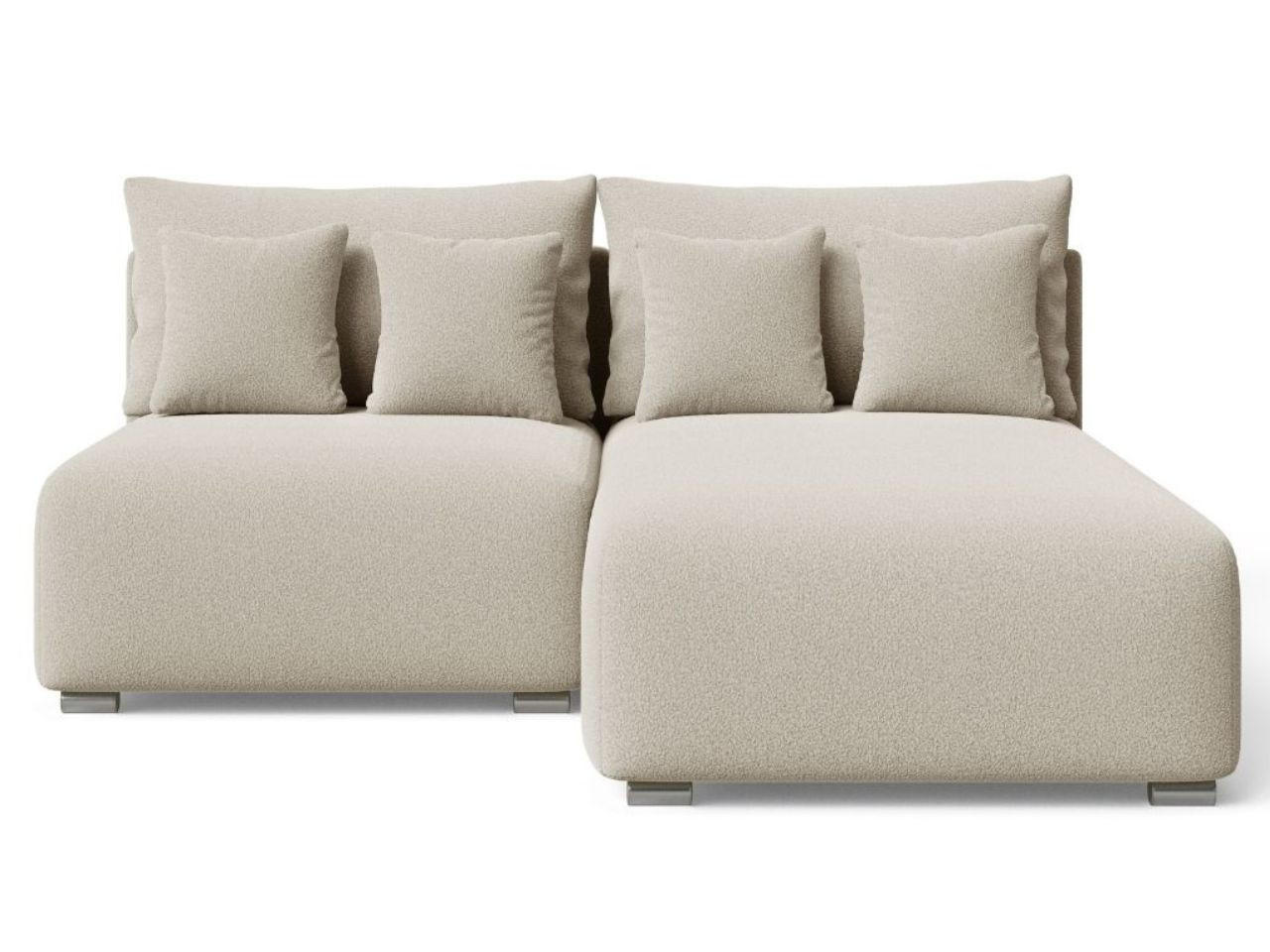 ECKSOFA Ronni Bouclé-Stoff Beige Rechts - Beige, Holz/Textil (206/190cm) - Graingold