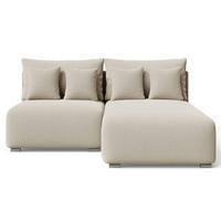 ECKSOFA Ronni Bouclé-Stoff Beige Rechts - Beige, Holz/Textil (206/190cm) - Graingold