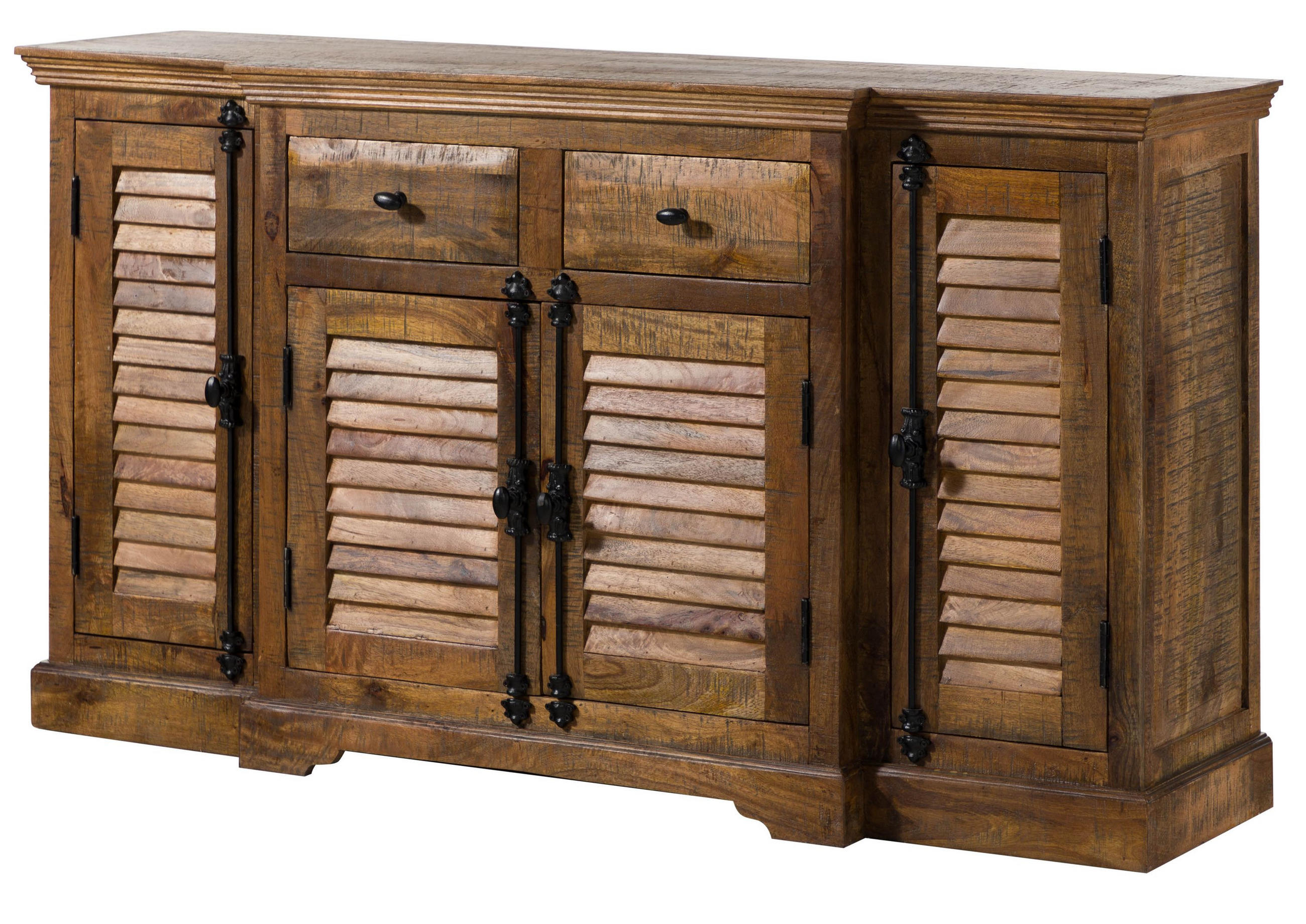 SIDEBOARD Mango 160x45x90 dunkelbraun geölt RODEZ #121 - Dunkelbraun, Holz (160/90/45cm) - Massivmoebel24