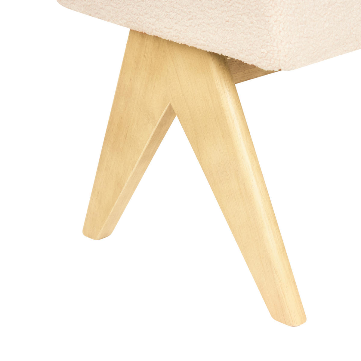 POLSTERBANK Cremeweiß/Hellbraun Tamre - Creme/Braun, Holz/Textil (118/48/46cm) - Beliani