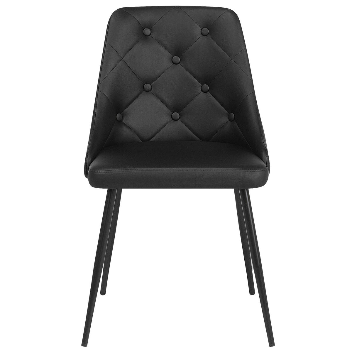 ESSZIMMERSTUHL 2er-Set Kunstleder Schwarz Valerie - Schwarz, Textil/Metall (49/81/59cm) - Beliani