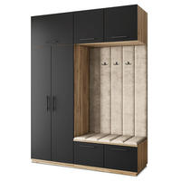 GARDEROBENSCHRANK REMA 180/240/60 cm Modern Eiche Wotan - Eiche Wotan/Schwarz, Holzwerkstoff (180/240/60cm) - MASSENO