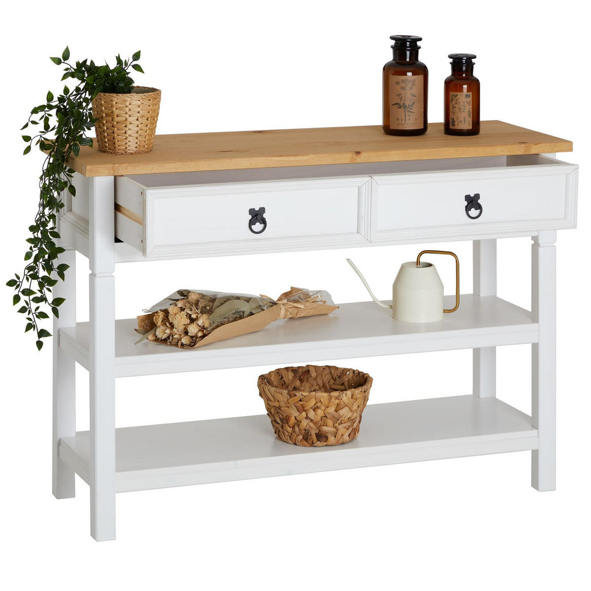 KONSOLENTISCH TEQUILA - Weiß/Braun, Holz (37/110/78cm) - IDIMEX