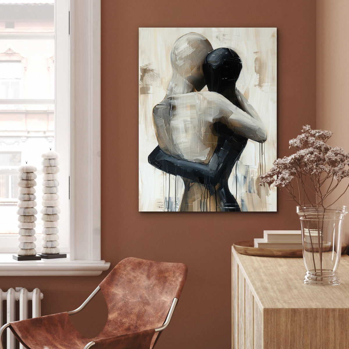 KOVOVÝ OBRAZ Abstraktné - Láska - Čiernobiele - Moderné 60x80 cm - čierna, kov (60/80cm) - MuchoWow