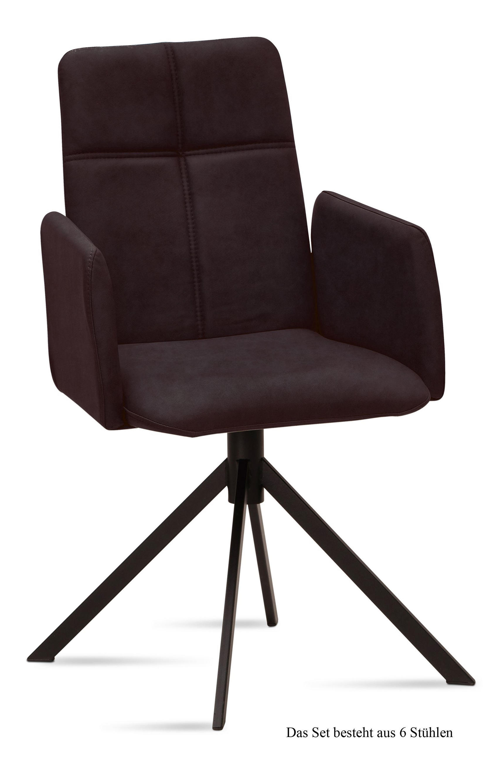ARMLEHNSTUHL (6er-Set) Druci 52x92x60 Schwarz/Espresso - Dunkelbraun/Schwarz, Kunststoff (60/92/52cm) - 58aufmkessel