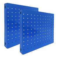 DOPPELPACK 2x Memoboard aus Stahl gelocht | HxBxT 30x30x3,5cm | Blau | Lochblech Wandtafel Trägersystem - Blau, Metall (30/30/3.5cm) - PROREGAL