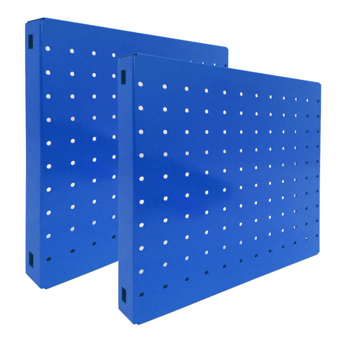 DOPPELPACK 2x Memoboard aus Stahl gelocht | HxBxT 30x30x3,5cm | Blau | Lochblech Wandtafel Trägersystem - Blau, Metall (30/30/3.5cm) - PROREGAL