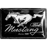 BLECHSCHILD 20/30 cm Ford Mustang Horse Logo Black - Multicolor, Metall (30/20/0.2cm) - Nostalgic-Art