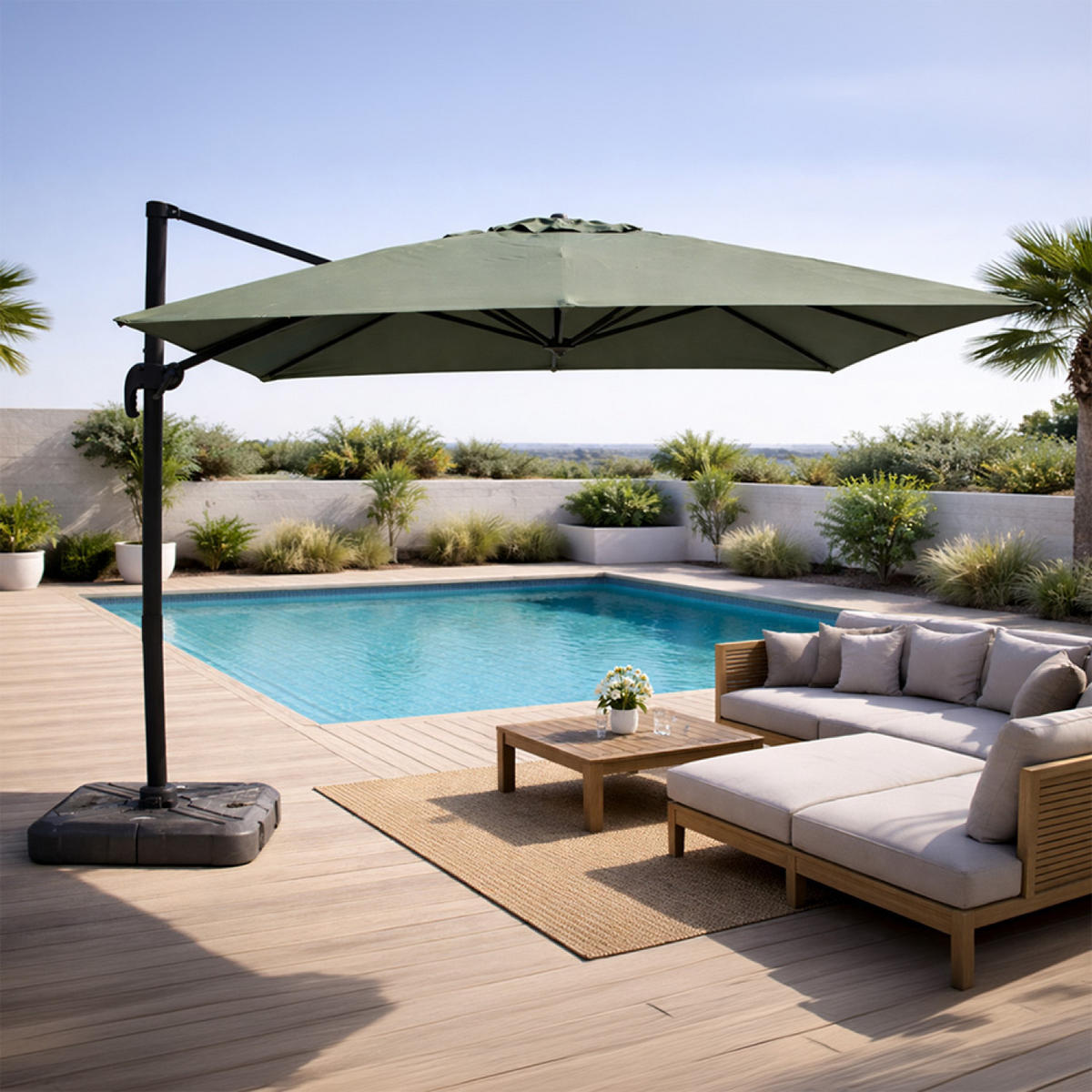 SONNENSCHIRM Palatino Grün Quadratisch 3 x 3 cm Deportiert Rotierbar um 360 - Grün, Metall (300/300cm) - Concept Usine