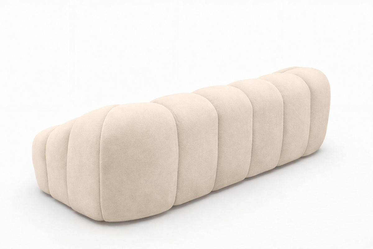 SOFA 3-Sitzer modular, Veloursstoff Bluvel, Creme, CROISSANT - Creme, Holz (240/72/115cm) - Kaiser Möbel