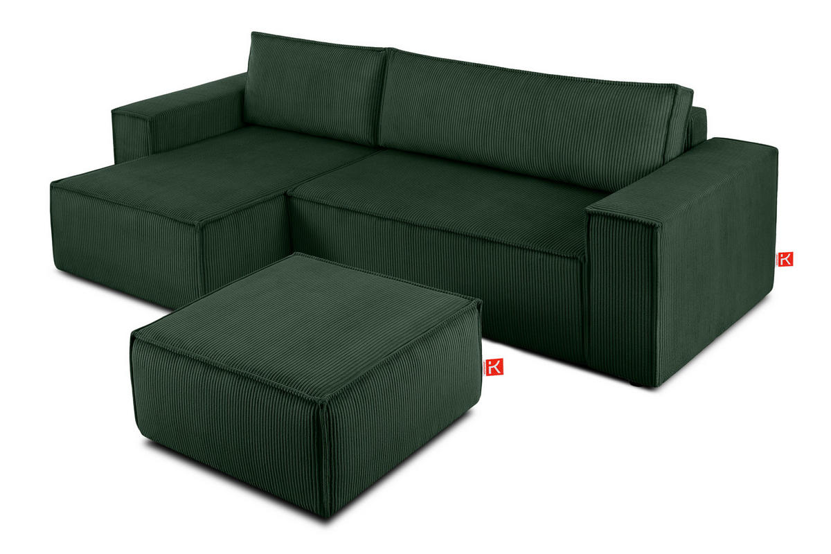 SITZPOUF NAPI gefederte Sitzfläche, dunkelgrün - Dunkelgrün/Schwarz, Textil (83/45/83cm) - KONSIMO®