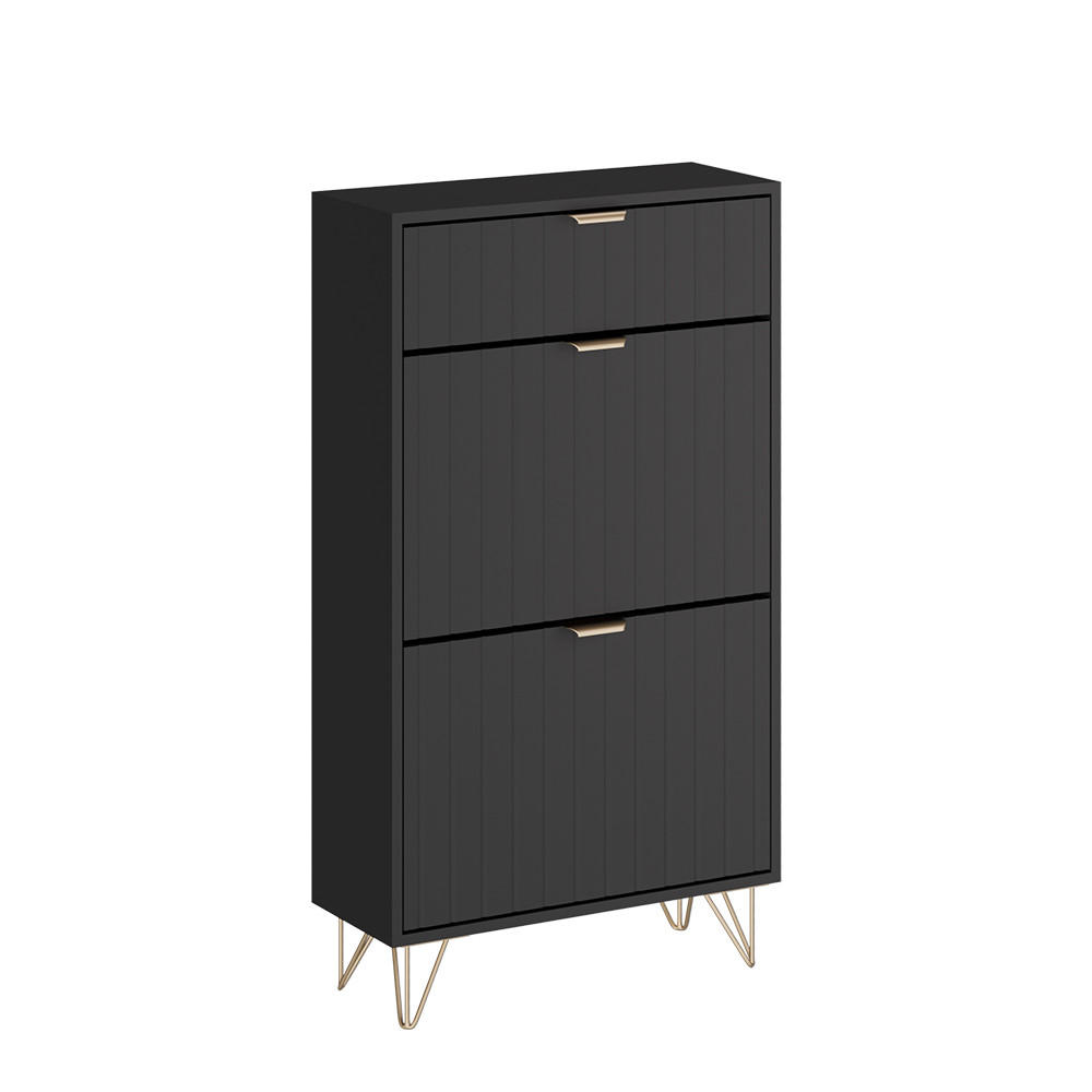SKOSKÅP Helge Svart 60x107.5 cm 2 fack 107.5/60/23.5 cm
