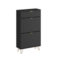 SCHUHSCHRANK Helge Schwarz 60 x 107.5 cm 2 Fächer - Schwarz, Holzwerkstoff (60/107.5/23.5cm) - Vicco