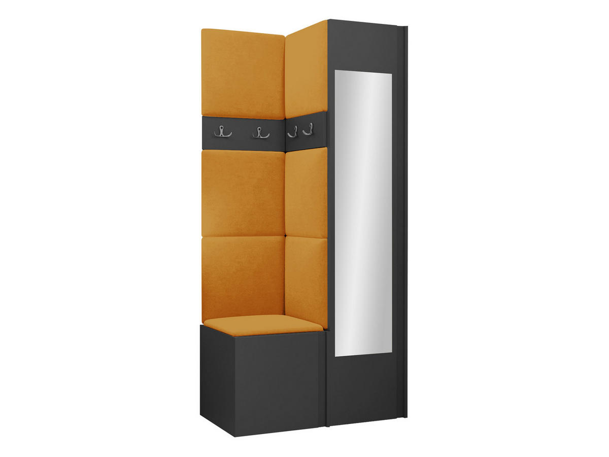 GARDEROBEN-SET Orion XXV - Graphitfarben/Orange, Holzwerkstoff/Kunststoff (82/186/46cm) - MIRJAN24