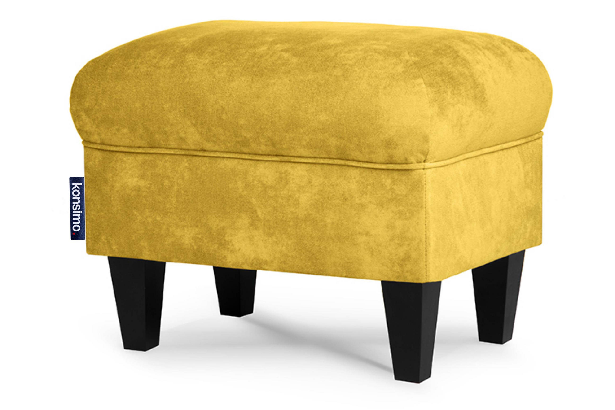 SITZHOCKER MILES Pouffe zeitloses Design und pflegeleichter Stoff, gelb - Gelb, Holzwerkstoff/Buchenholz (55/42/40cm) - KONSIMO®