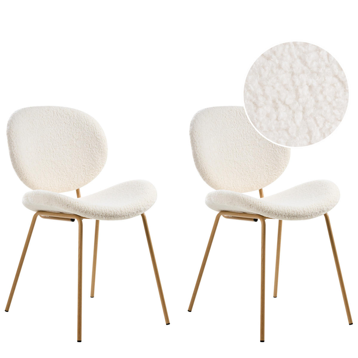 ESSZIMMERSTUHL 2er-Set Hellbraun/Weiß Luana - Hellbraun/Weiß, Textil (50/80/52cm) - Beliani