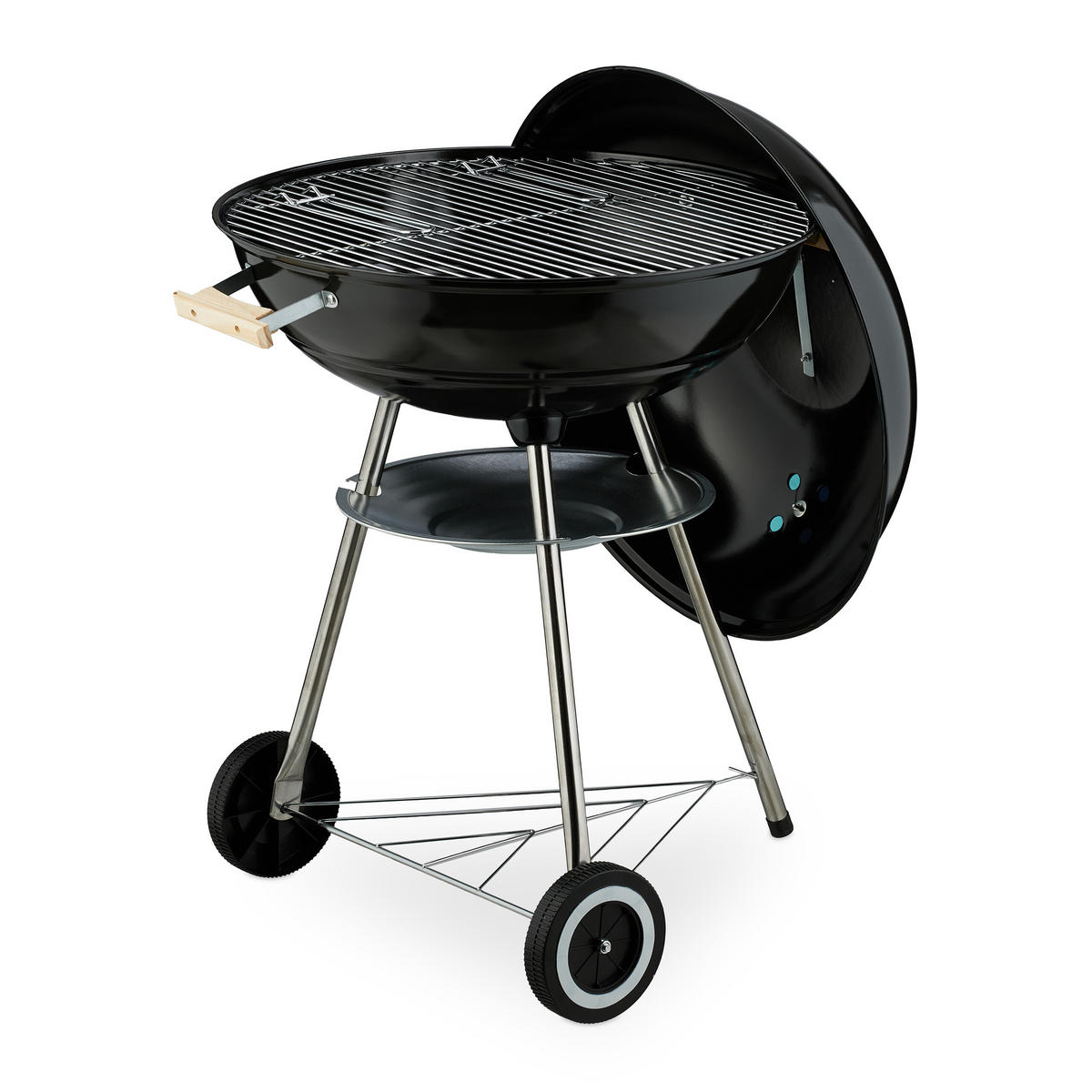 KUGELGRILL - Schwarz, Kunststoff/Metall (57/94cm) - Relaxdays