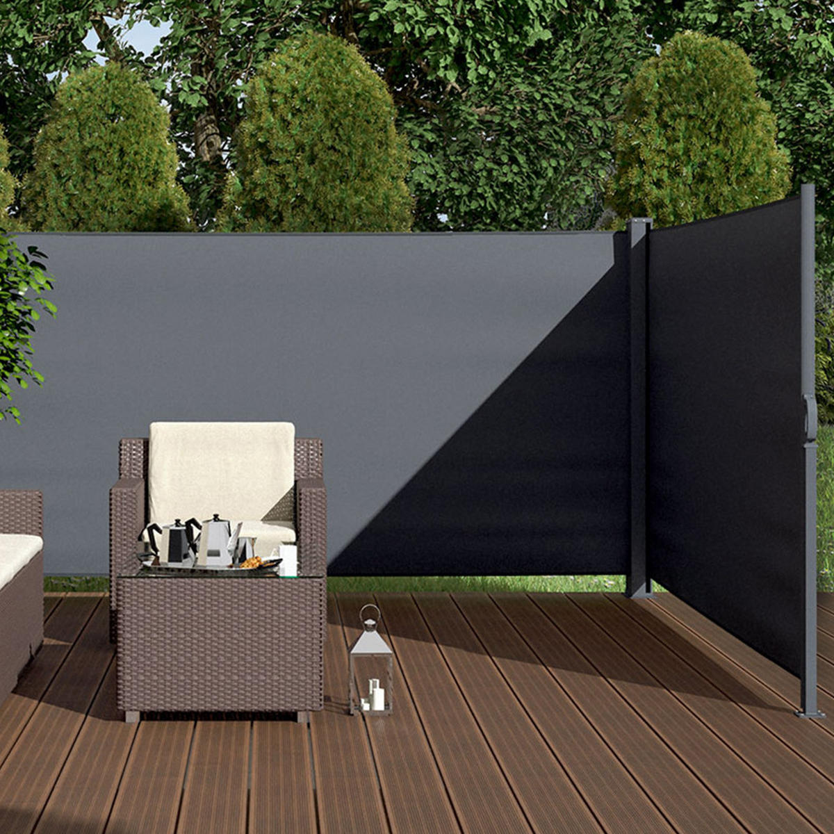 SEITENMARKISE Anthrazit 300 x 160 cm - Anthrazit, Metall (300/160/5cm) - OK-Living