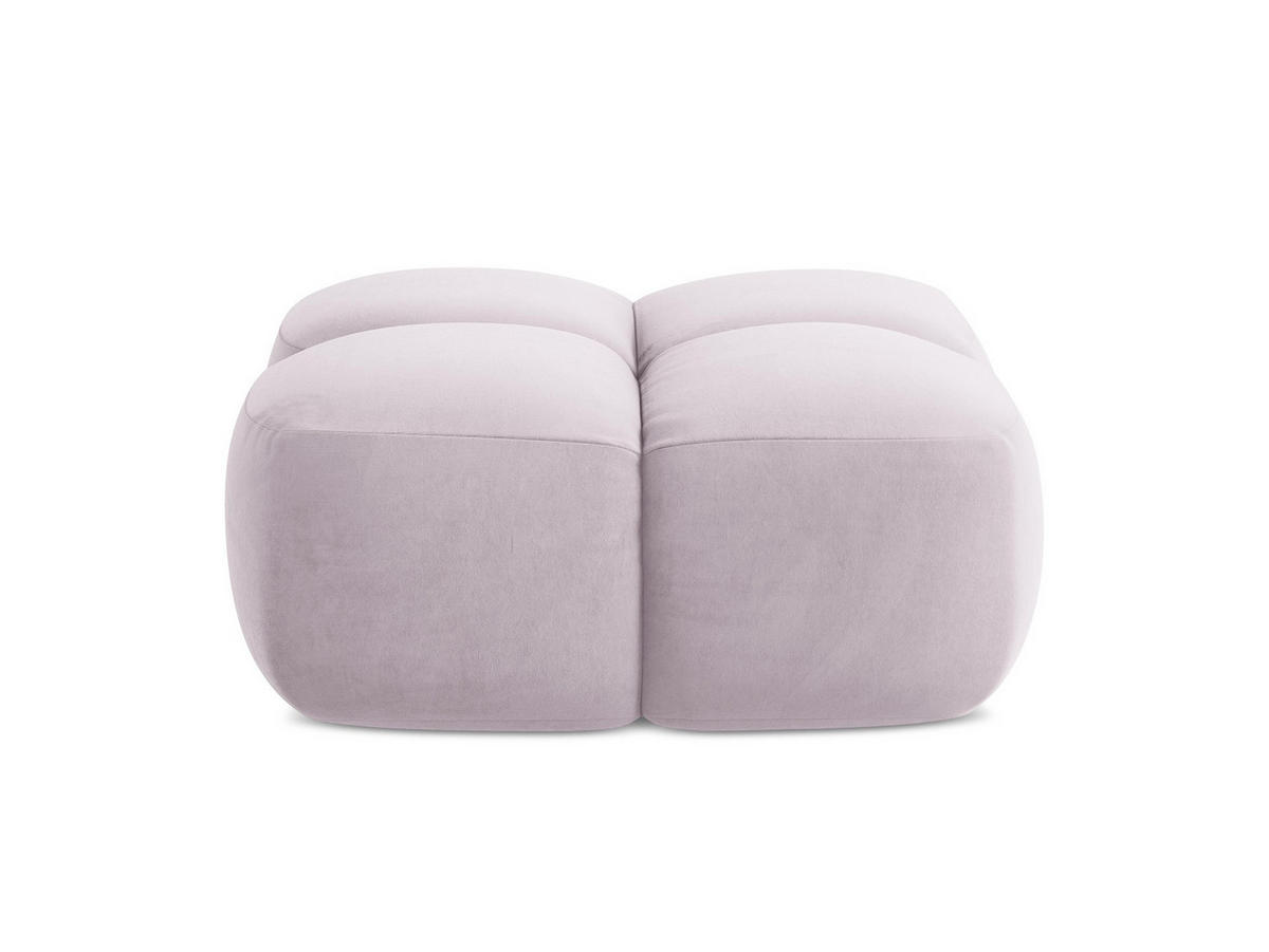 POUF Samt Stoff Violett - Flieder/Schwarz, Holzwerkstoff/Kunststoff (90/39/90cm) - Makamii