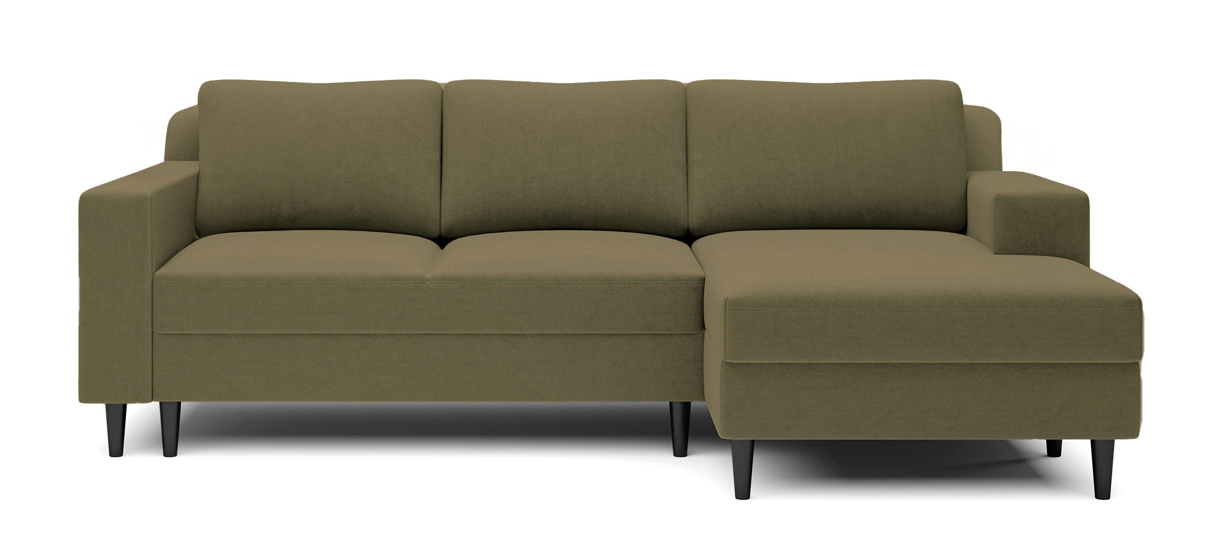 ECKSOFA Nalika Olivgrün Velours - Schwarz/Olivgrün, Holz/Textil (230/143cm) - Selsey