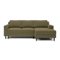 ECKSOFA Nalika Olivgrün Velours - Schwarz/Olivgrün, Holz/Textil (230/143cm) - Selsey
