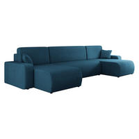 WOHNLANDSCHAFT Piano U Cord - Blau/Schwarz, Holz/Kunststoff (312/82/145cm) - MIRJAN24