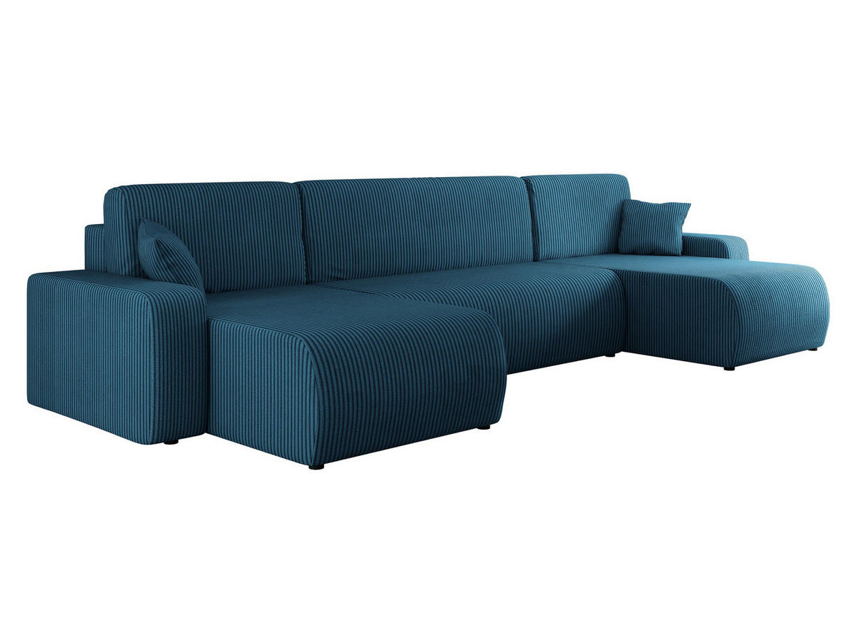 WOHNLANDSCHAFT Piano U Cord - Blau/Schwarz, Holz/Kunststoff (312/82/145cm) - MIRJAN24