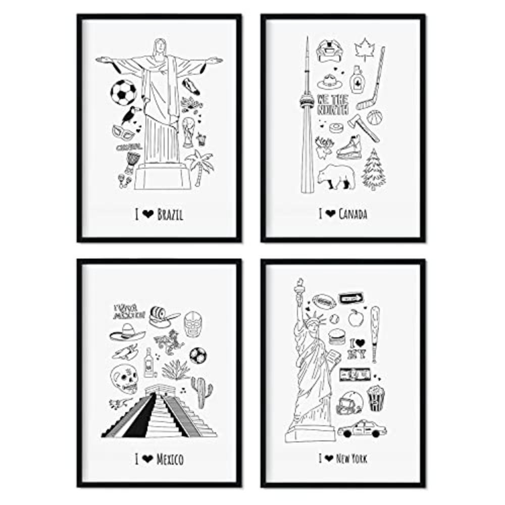 POSTER Set mit 4 Blättern Amerika A3 Rahmenlos - Klar, Papier (29.7/3cm) - Nacnic