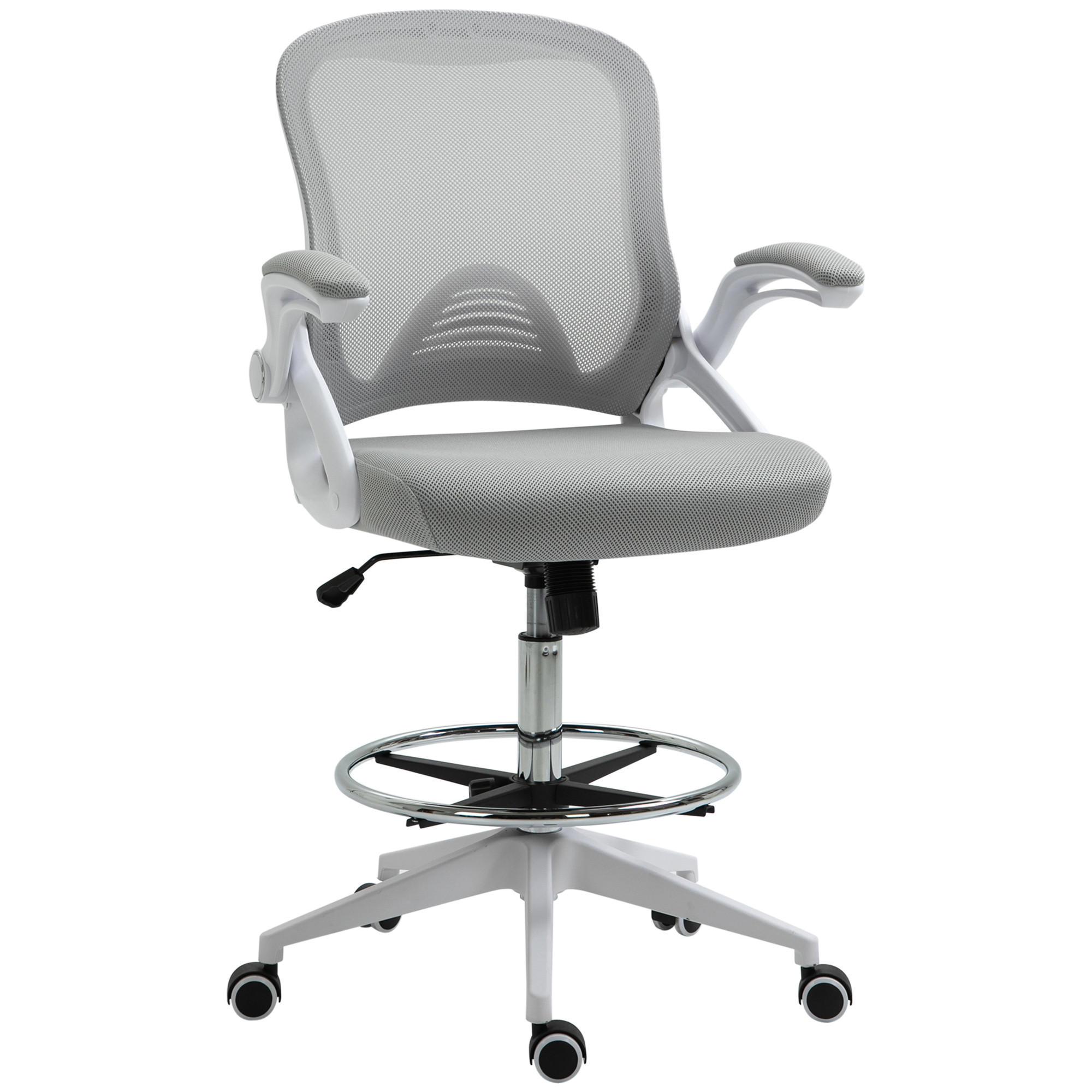 BÜROSTUHL Ergonomischer Schreibtischstuhl Hellgrau - Hellgrau, Kunststoff (64/126/60cm) - Vinsetto