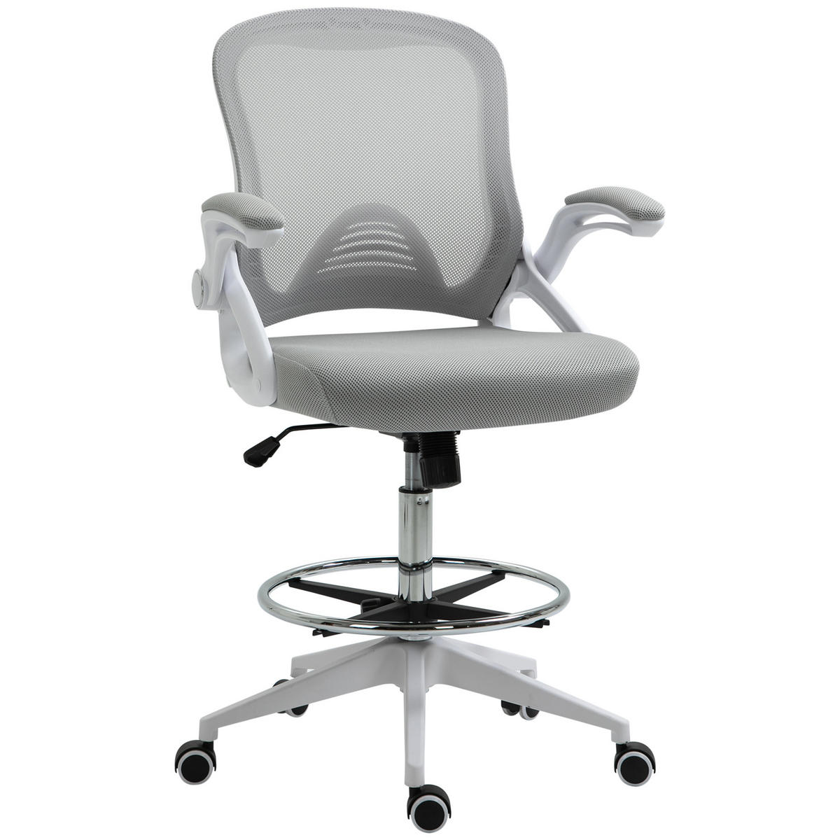 BÜROSTUHL Ergonomischer Schreibtischstuhl Hellgrau - Hellgrau, Kunststoff (64/126/60cm) - Vinsetto