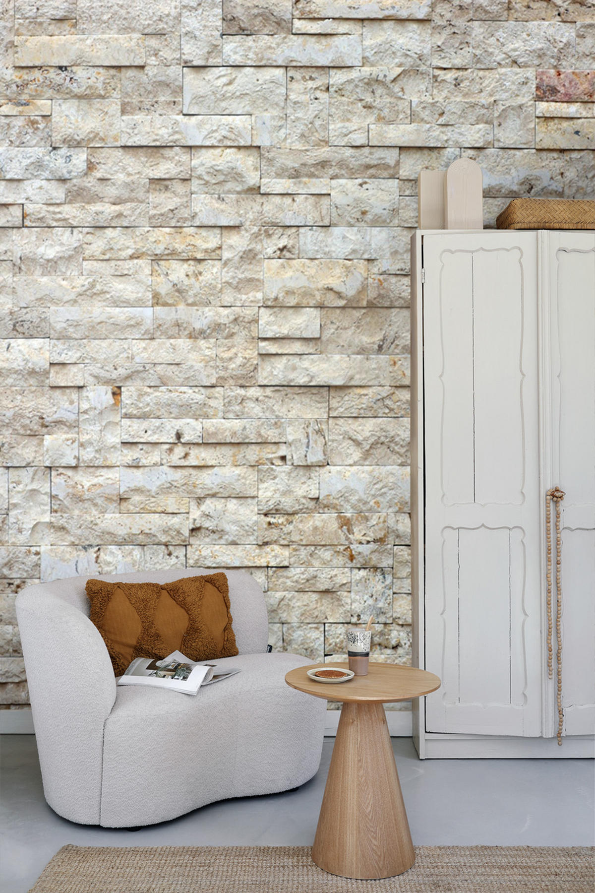 FOTOTAPETE Stein-Optik 375 x 270 cm - Beige, Papier (375/270cm) - Sanders & Sanders