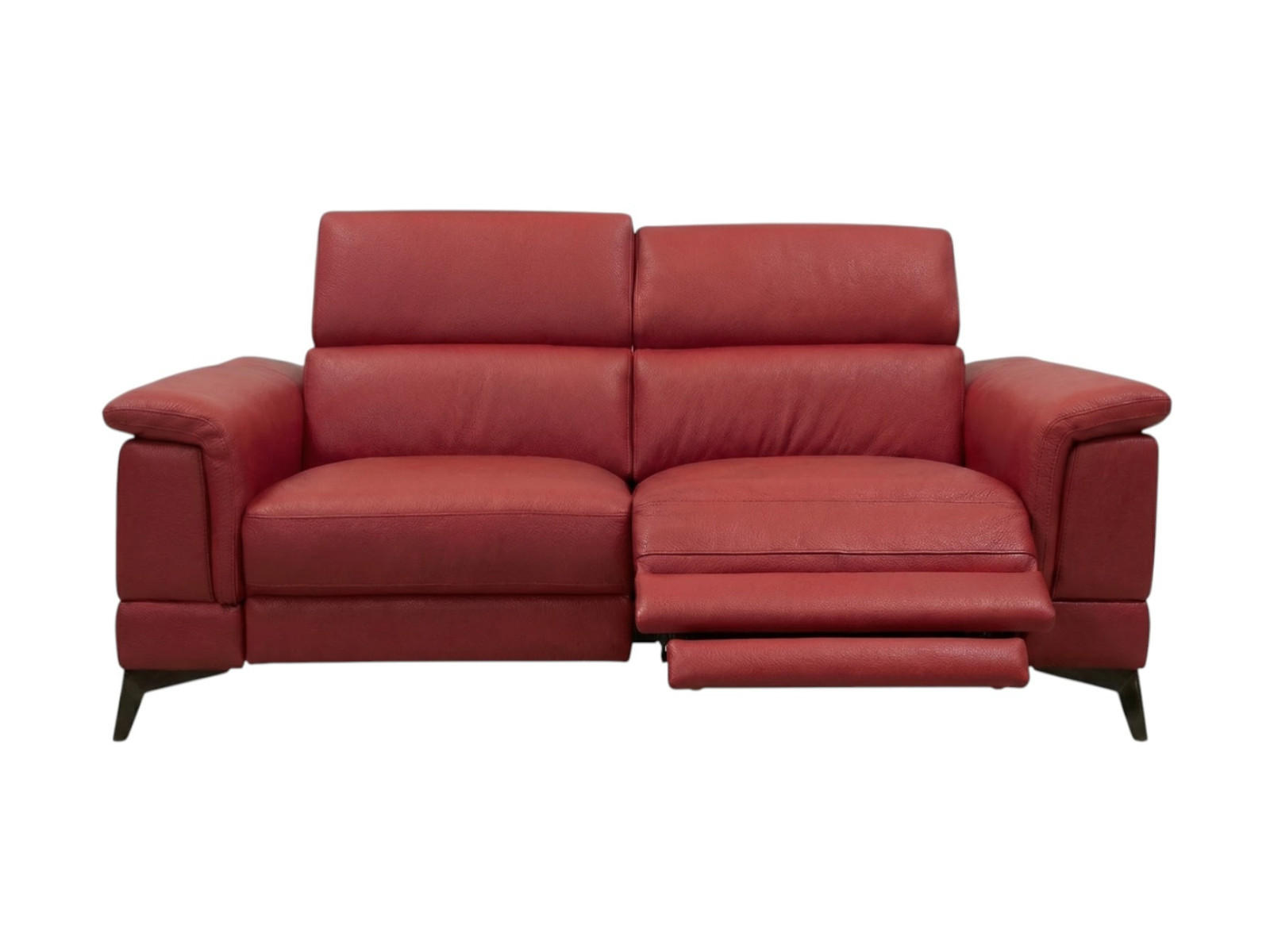 3-SITZER Sofa Planet Echtleder mit 1 x Relaxfunktion Rot - Rot, Leder/Metall (200/80/110cm)