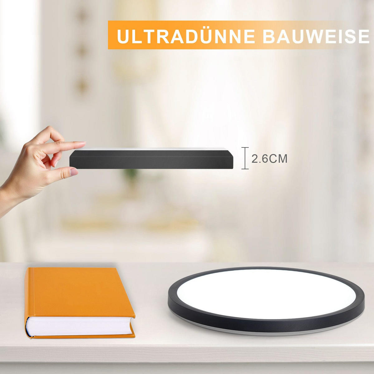 LED-DECKENLEUCHTE Malatesta 18/18/2.6 cm - Schwarz, Kunststoff (18/18/2.6cm) - Nettlife