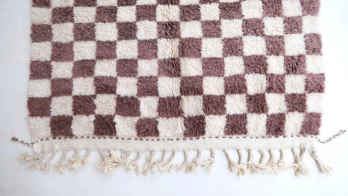 BERBERTEPPICH aus Marokko aus Wolle kariert 200x 300 cm - Braun, Naturmaterialien (200/300cm) - AFK Living