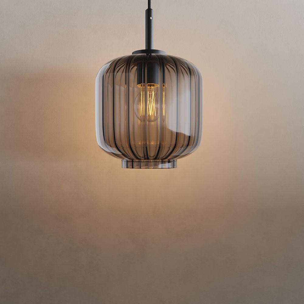 HÄNGELAMPE Velo 1.5m Abhängung Rauch Ø 20cm - Anthrazit, Glas (20/20/20cm) - s.luce