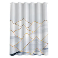 DUSCHVORHANG Aquarell Berge Weiß Gold 180/180 cm - Weiß, Textil (180/180cm) - Bilderwelten