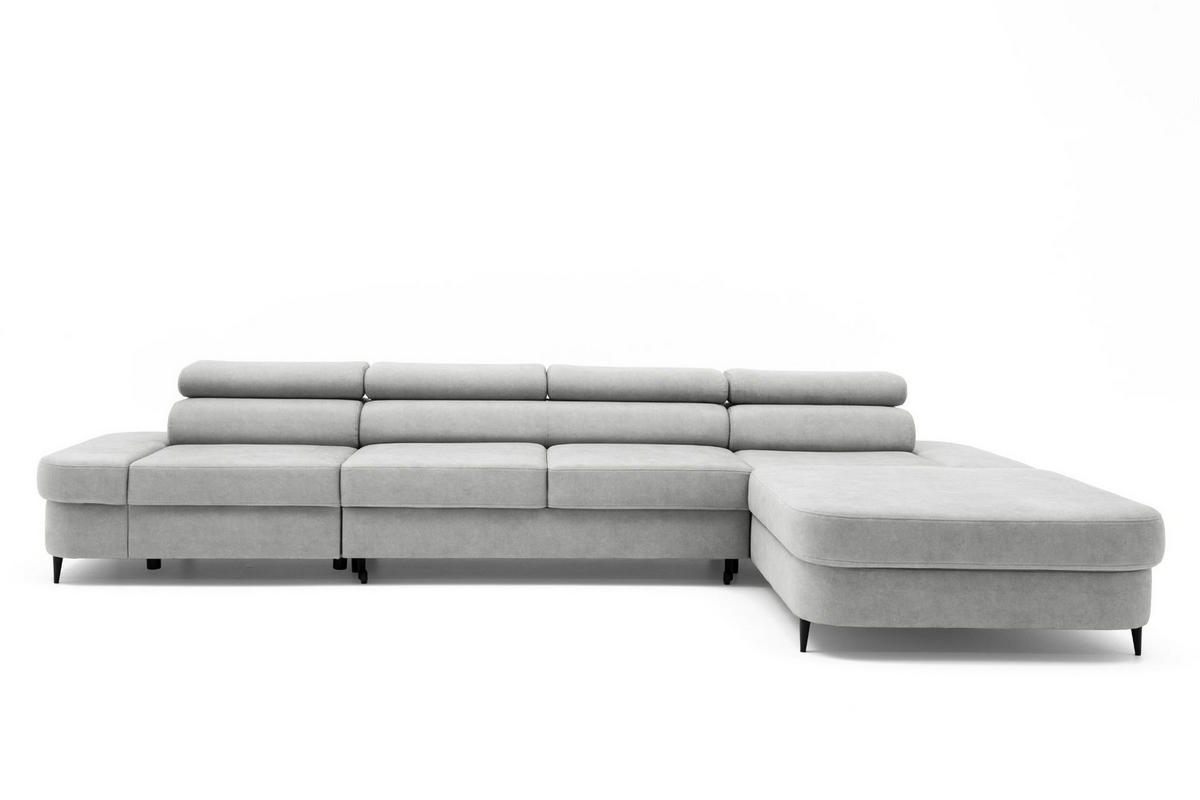 ECKSOFA JAZZ MAXI Rechts mit Schlaffunktion 125x195 Velours Grau - Schwarz/Grau, Holz/Textil (203/350cm) - Muffo