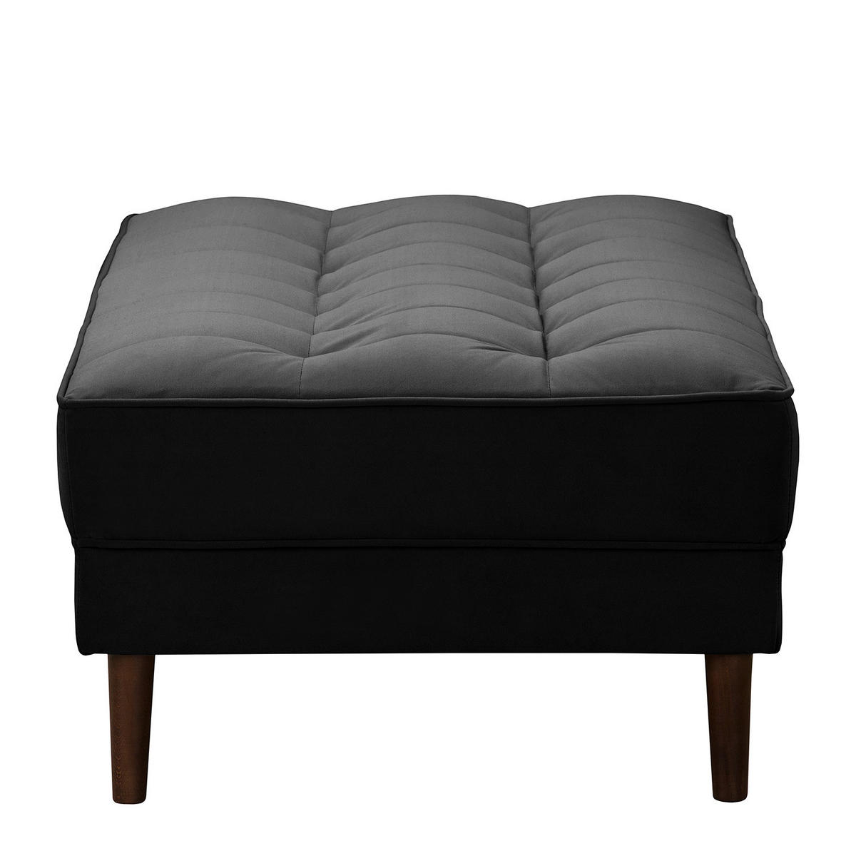 HOCKERBANK - Samt - Schwarz, Birkenholz/Textil (124/43/69cm) - home24