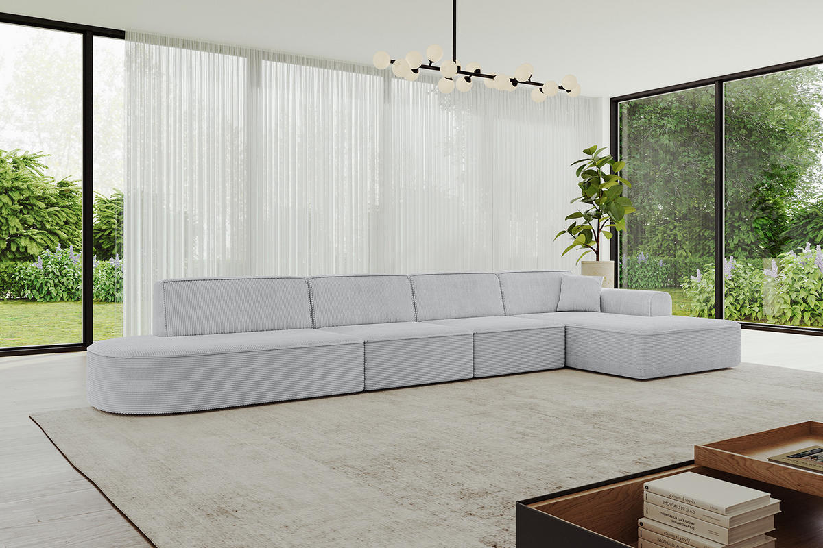 ECKSOFA Ottomane Rechts IREA-L3-v3 - 413x171x79 cm Grau - Grau, Holzwerkstoff/Textil (171/413cm) - ALTDECOR